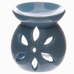 Keramiek Geurbrander met uitgesneden bloemblad – Small blue